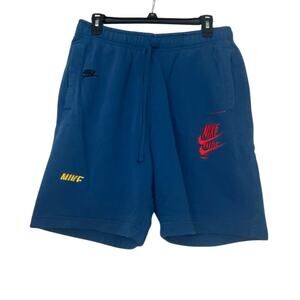 Nike Mens Blue French Terry Shorts Athletic Lounge Sporty Large